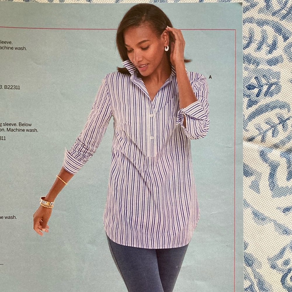 NWT Talbotsstriped cotton poplin Boyfriend tunic